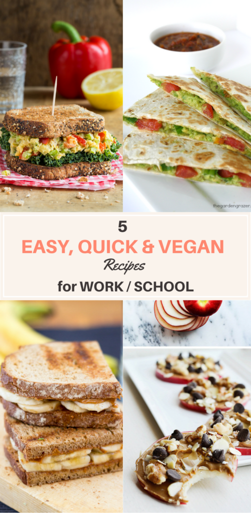 5 Quick & Easy VEGAN Lunch Recipes for Work / School (Under 15 mins)